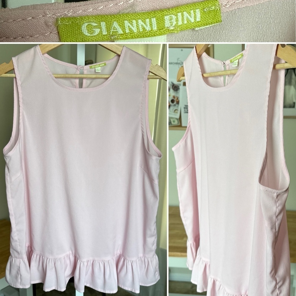 Gianni Bini Women’s Pink Peplum Sleeveless Blouse Size L